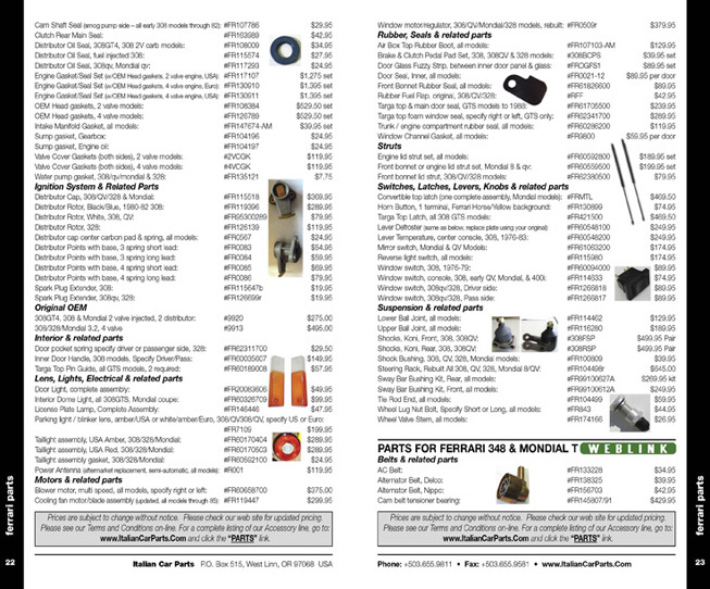 italian car parts catalog pages 22-23