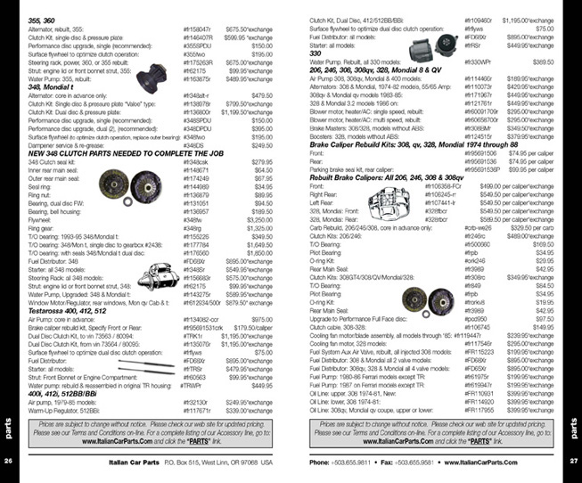 italian car parts catalog pages 26-27