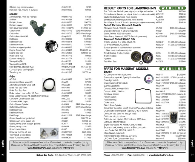 italian car parts catalog pages 30-31