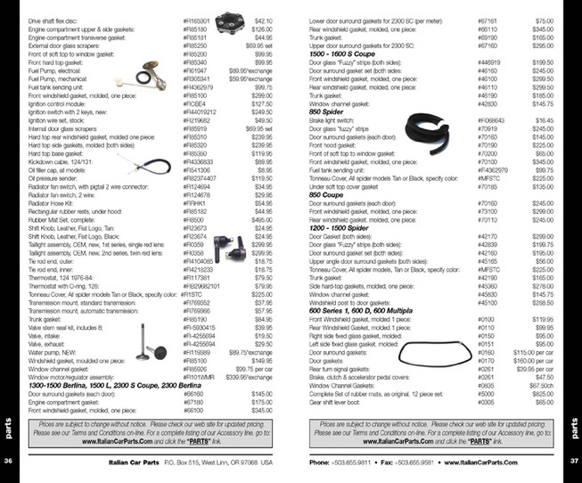 italian car parts catalog pages 36-37