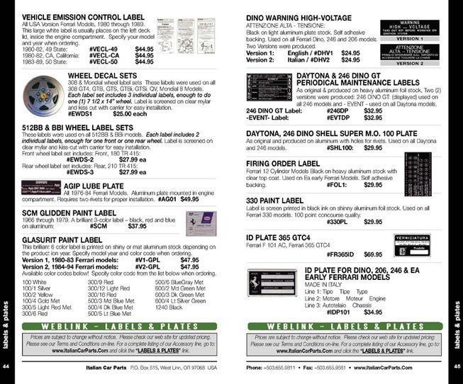 italian car parts catalog pages 44-45