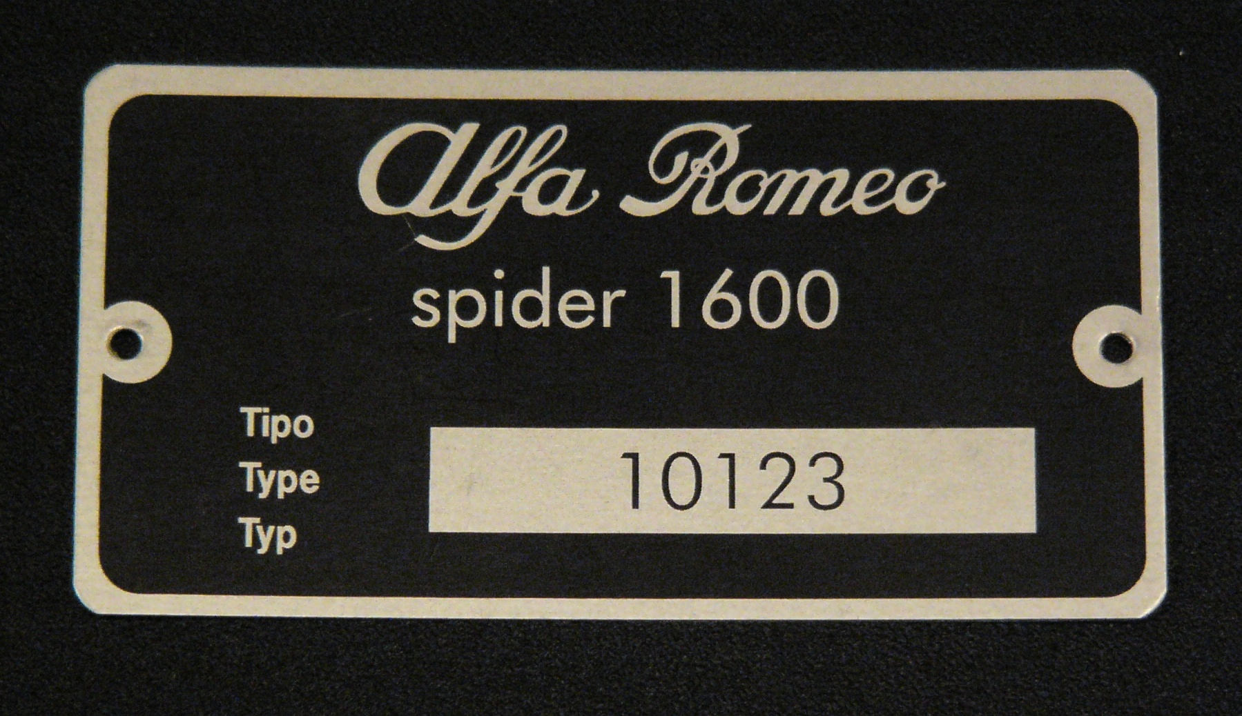 Alfa Romeo data plate #ardp104