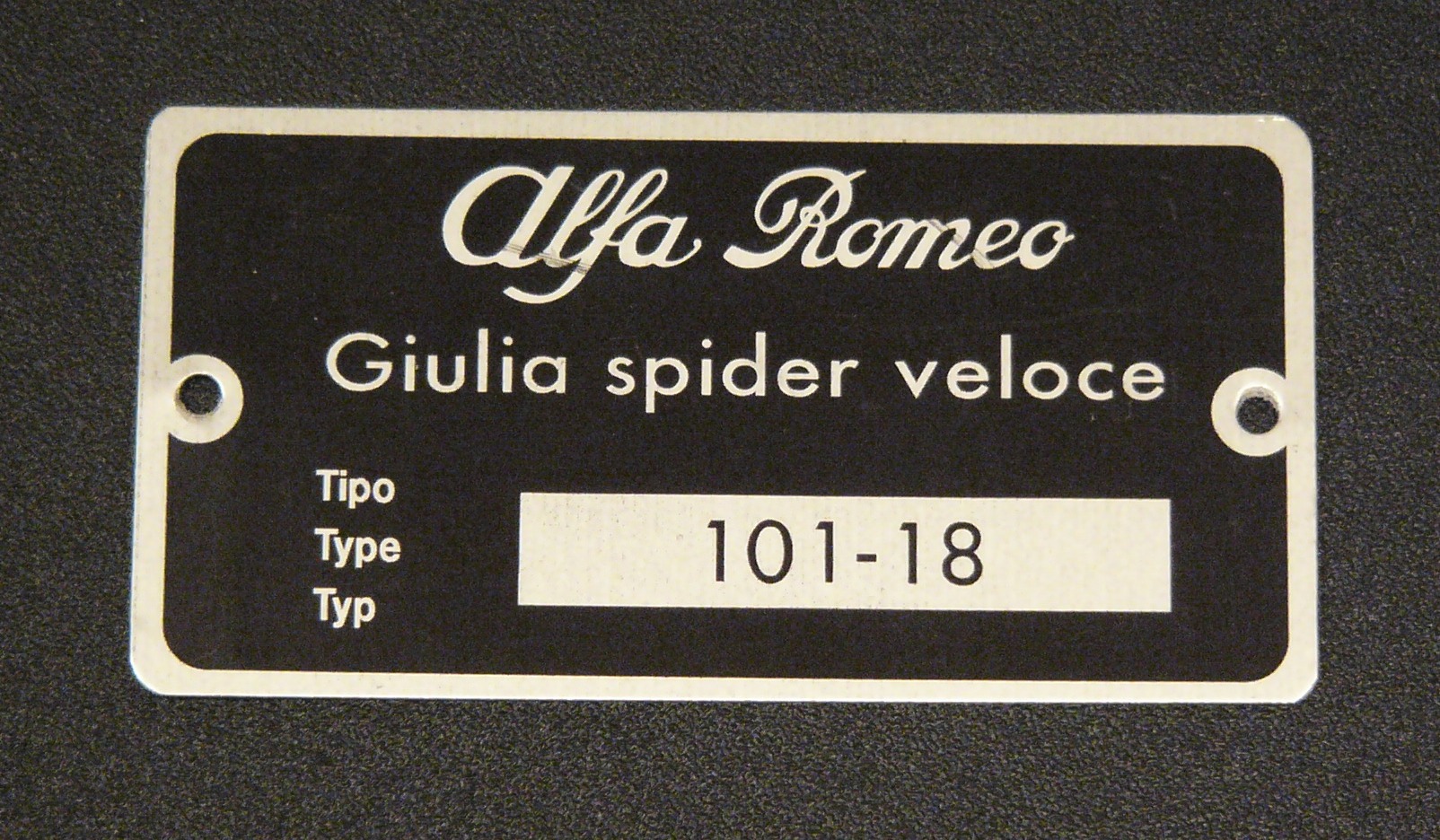 Alfa Romeo data plate #ardp105