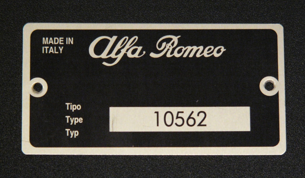 Alfa Romeo data plate #ardp108