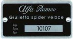 Alfa Romeo data plate #ardp110