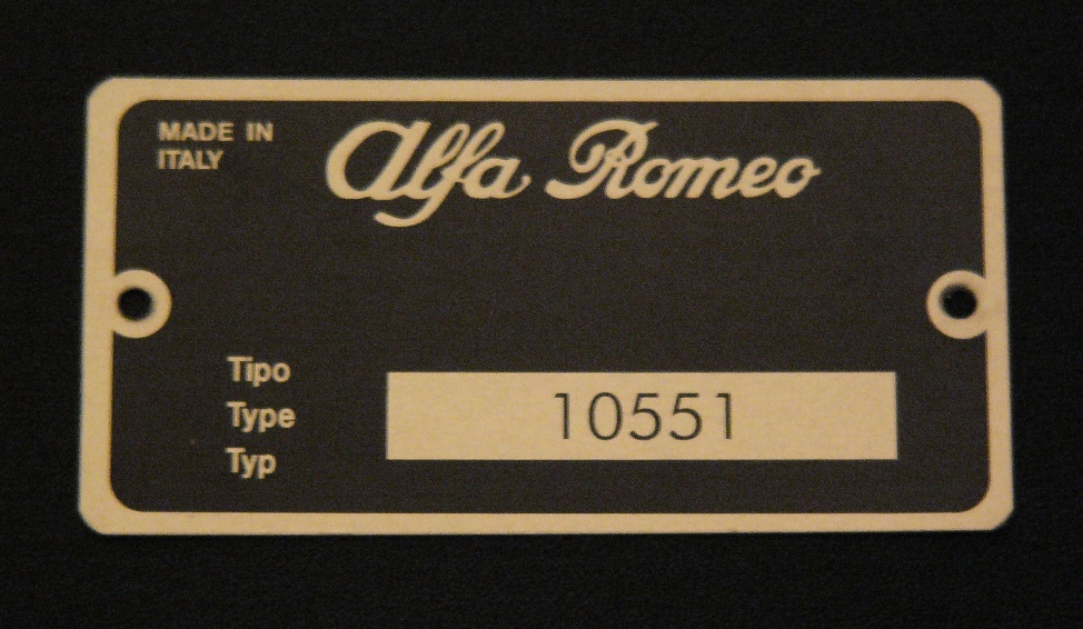 Alfa Romeo data plate #ardp111