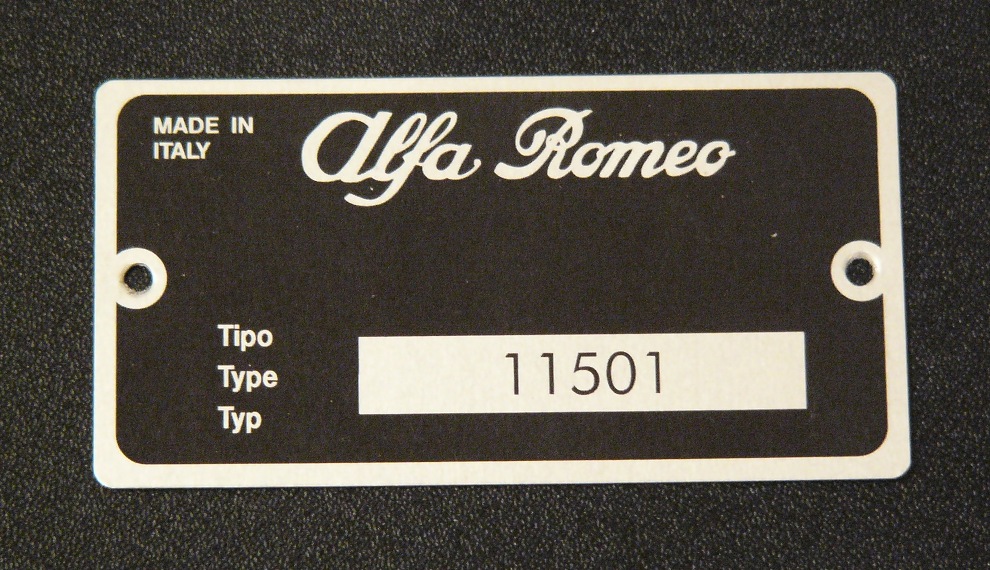 Alfa Romeo data plate #ardp112